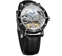 FORSINING Montre pour homme avec bracelet en cuir véritable Motif tourbillon