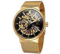 FORSINING Montre Squelette mécanique pour Homme avec remontage Manuel Ultra Fin en Acier Inoxydable