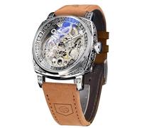 FORSINING Montres Élégantes pour Hommes, Chronomètre Mécanique à MouvEMENT Dentelé et Gear, Bracelet en Cuir Vintage Or, Retro