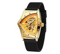 FORSINING Nouvelle montre bracelet mécanique à squelette triangulaire pour homme, étanche, avec bracelet en silicone