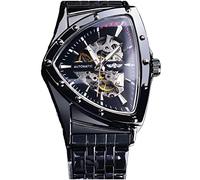 FORSINING Triangle Squelette Montre Mécanique Automatique de Luxe Pour Homme en Acier Inoxydable Doré Noir, Étanche Lumineuse Sport Montre-Bracelet, Moderne