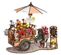 FORSMANO Puzzle 3D en bois avec 187 pièces de puzzle, Chariot à fleurs avec plusieurs fleurs, Kit de bricolage créatif pour filles, pour les mains, le bricolage et la décoration de la maison