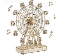 FORSMANO Puzzle 3D en bois Ferris Wheel, avec 232 pièces de puzzle, modèle pivotant, boîte à musique, kit de bricolage DIY, cadeau pour enfants & adultes