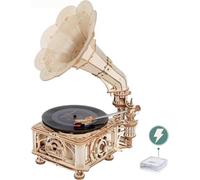 FORSMANO Puzzle 3D en bois Grammophone classique en kit, avec 424 pièces de puzzle, modèle fonctionnel, cadeau & décoration pour enfants et adultes