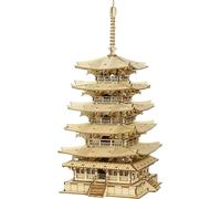 FORSMANO Puzzle 3D en bois Pagode à cinq étages, avec 275 pièces de puzzle, kit de bricolage DIY, modèle d'architecture, cadeau créatif pour jeunes & adultes