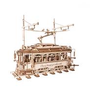 FORSMANO Puzzle de tramways en bois en 3D, avec 374 pièces de puzzle, modèle mobile, entraînement Clockwork, cadeau DIY pour adultes & adolescents