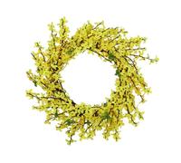 Forsythia Wreath, 45 cm / 18 Pouces artificielles Forsythia Couronnes de Printemps pour Porte d'entrée, couronnes de forsythia Jaune, Couronne de Porte d'été pour décoration de fenêtre de Mariage