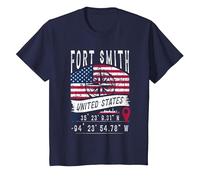 Fort Smith Drapeau des États-Unis Coordonnées GPS Fort Smith T-Shirt, Enfant, Bleu Marine, 3 Ans