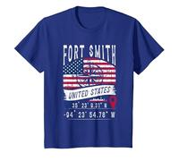 Fort Smith Drapeau des États-Unis Coordonnées GPS Fort Smith T-Shirt, Enfant, Bleu Royal, 3 Ans