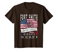 Fort Smith Drapeau des États-Unis Coordonnées GPS Fort Smith T-Shirt, Enfant, Marron, 2 Ans