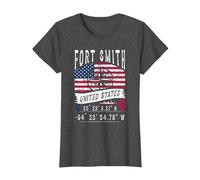 Fort Smith Drapeau des États-Unis Coordonnées GPS Fort Smith T-Shirt, Femme, Chiné Foncé, XL