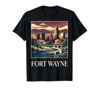 Fort Wayne Indiana Riverfront Skyline Coucher de Soleil T-Shirt