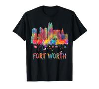 Fort Worth Texas Skyline Aquarelle City Art T-Shirt