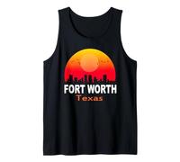 Fort Worth Texas State USA Vintage Retro Sunset City Skyline Débardeur