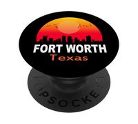 Fort Worth Texas State USA Vintage Retro Sunset City Skyline PopSockets PopGrip Adhésif