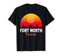Fort Worth Texas State USA Vintage Retro Sunset City Skyline T-Shirt