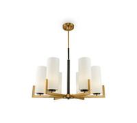 Fortano Lustre moderne en laiton à 6 lumières Fortano avec abat-jour en verre