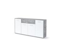 Möbelvertrieb FORTE Buffet bas PILVI 4 portes 2 tiroirs Blanc béton clair L162,3×P34,2×H88,1 cm