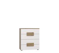 FORTE Arkina Commode avec 4 tiroirs, Panneau de Particules, Chêne Artisan + Blanc, 80,2 x 94,9 x 41,3 cm