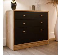 Forte BADERNA Commode Classique 90 avec 3 tiroirs, Buffet, Salon, Chambre à Coucher, matériau dérivé du Bois, chêne mauvella/Noir, 89,8 cm de Large x 77,6 cm de Haut x 41,5 cm de Profondeur