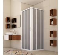 Forte Box douche FREE Angle réductible, ouverture centrale, BR100001, blanc, 60 - 80 x 60 - 80, H 185 cm
