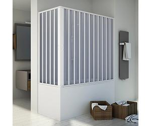 Forte BR200001 Paroi de baignoire angulaire, ajustable - Blanche - Dimensions : 70 x 150 - 170 cm ; hauteur de 150 cm