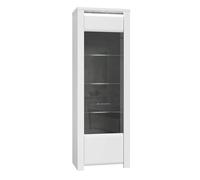 Forte Brugia Vitrine avec 1 Porte vitrée, Panneau de Particules, Blanc combiné avec Aspect béton Gris foncé/Blanc Brillant, 66,7 x 197,5 x 41,9 cm