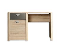 FORTE Bureau Yoop avec 1 Porte et 1 tiroir, matériau en Bois, Décor Chêne Sonoma avec Gris Mat, L x H x P: 130 x 73,5 x 58 cm