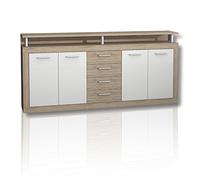Möbelvertrieb FORTE Buffet bas CAVA contemporain décor chêne et blanc L 197 cm