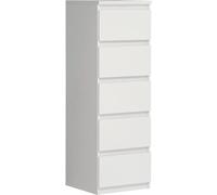 Commode CHELSEA 5 tiroirs - L 41,8 x P 42,2 x H 128,1 cm - Décor blanc mat