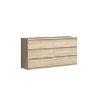 Commode CHELSEA 6 Tiroirs - Couleur chêne - L 154 x P 42,2 x H 79,9 cm