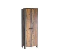 Forte Clif Armoire 65 70, 1 Porte, Style Industriel, Bois Vintage/Béton Gris Foncé, 67x201.5x42cm