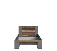 Forte Clif Lit pour Chambre d'adolescent, Surface de Couchage 120 x 200 cm, matériau en Bois, décor Vieux Bois Vintage et béton Gris foncé, 204,9 x 125,1 x 90,5 cm