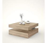 Möbelvertrieb FORTE – Table basse plateau rotatif carré – Chêne – 78 x 78 x 36 cm