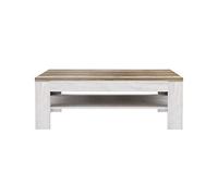 Forte Duro Table Basse avec étagère, matériau en Bois, pin Blanc/chêne Antique, 120 x 75 x 43 cm