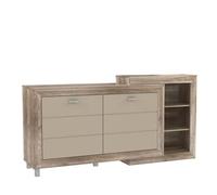 Forte Genetic Commode avec 2 Portes, Matériau Dérivé du Bois, Chêne Antique/Beige Brillant, 66 x 90,3 x 180 cm