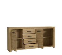 FORTE Havanna Commode avec 3 Portes et 4 tiroirs, Panneau de Particules, chêne Ancien, L x H x P : 206 x 95,7 x 42,2 cm