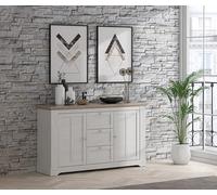 Forte ILOPPA Buffet avec 3 tiroirs et 2 Portes, matériau en Bois, chêne Neigeux/chêne Nelson, L x H x P : 160 x 92,5 x 44,3 cm