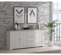 Forte ILOPPA Buffet avec 3 tiroirs et 3 Portes, matériau en Bois, chêne Neige/chêne Nelson, L x H x P : 204,7 x 92,5 x 44,3 cm