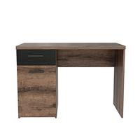 Forte Jacky Bureau avec 1 Porte et 1 tiroir, Panneau de Particules, décor chêne Boue avec chêne Noir, L x H x P : 110 x 76,5 x 52,7 cm