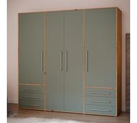 Möbelvertrieb FORTE Armoire Jupiter 205 – 4 portes, 6 tiroirs, décor chêne/sauge L205,9×P53×H200 cm