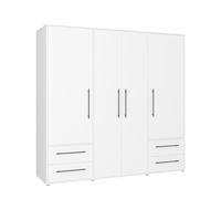 Forte Jupiter Armoire 200 210 à 3 Portes avec 2 tiroirs et étagères Blanc 206 x 59 x 200 cm