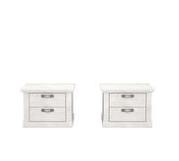 Forte Kashmir Table de chevet avec 2 tiroirs, lot de 2, matériau en bois, pin blanc, 45,1 x 67,2 x 48,9 cm