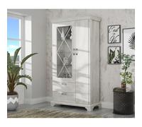 Forte Kashmir Vitrine Gauche avec 1 Porte, 1 Porte vitrée et 2 tiroirs, matériau en Bois, pin Blanc, L x H x P : 113 x 210,3 x 48,3 cm