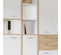 Forte KEFLAVIK Bibliothèque 40 50, étagère de bureau moderne avec 2 étagères et porte d'armoire, matériau en bois de chêne artisanal, décor bois, blanche, 44,8 cm de large x 226,5 cm de haut x 41,5 cm