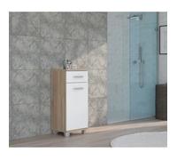 Meuble bas de salle de bain - L40,2 x P34,8 x H 90,8cm - Blanc et Chêne - VERIS