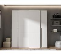 Möbelvertrieb FORTE Armoire NARAGO – Blanc mat – 2 coulissantes + 2 battantes – L200×P61×H210 cm