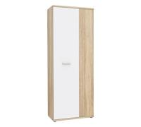 Forte Net106 Armoire à Chaussures, Bois d'ingénierie Métal Plastique, Chêne Sonoma + Blanc, 68,9 x 34,8 x 179,1 cm