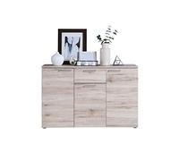 FORTE Pablo Commode avec 3 Portes et 1 tiroir, matériau en Bois, chêne Sable, 41,5 x 8,5 x 120 cm