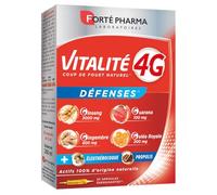 Forté Pharma Complément alimentaire Vitalité 4G Défenses 20 ampoules | Energie & immunité, Complexe 4G : Ginseng, Gingembre, Guarana et Gelée Royale + Eleuthérocoque et Propolis, 20 jours